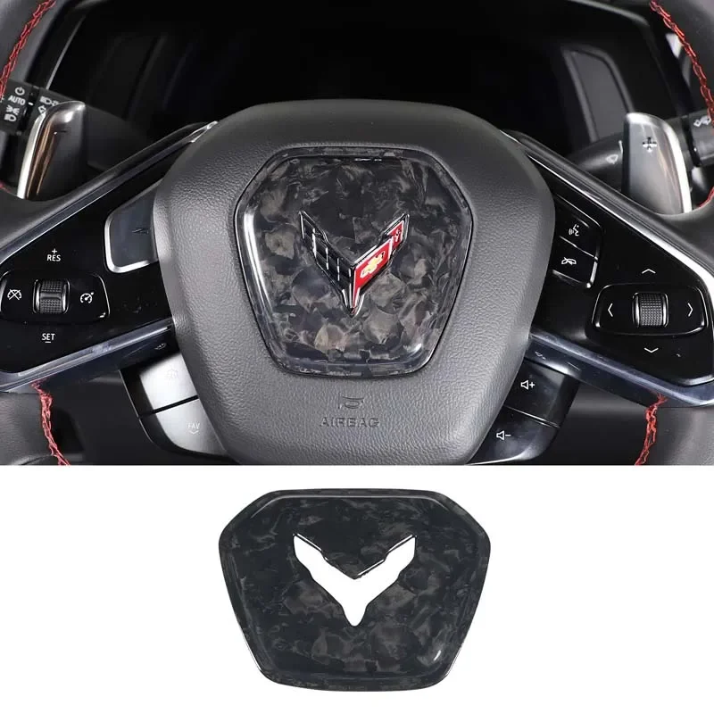 

For Chevrolet Corvette C8 2020 2021 2022 2023 Real Carbon Fiber Car Steering Wheel Center Cover Trim C8 Carbon Accessories