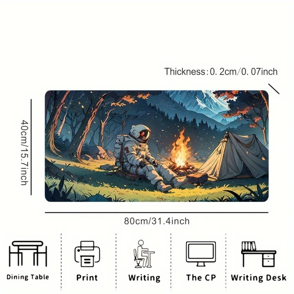 Astronaut Campfire Game Mouse Pad - Non-slip rubber mat, featuring vivid outdoor scene design, ideal for office, school
