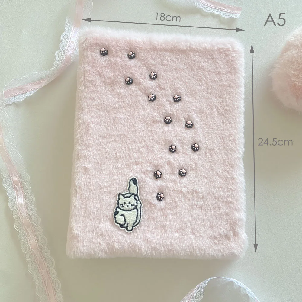 Aesthetic A5 Binder for Cards Pink Plush Cute Loose Leaf Notebook Journal Kpop Photocard Collect Kawaii School Stationery