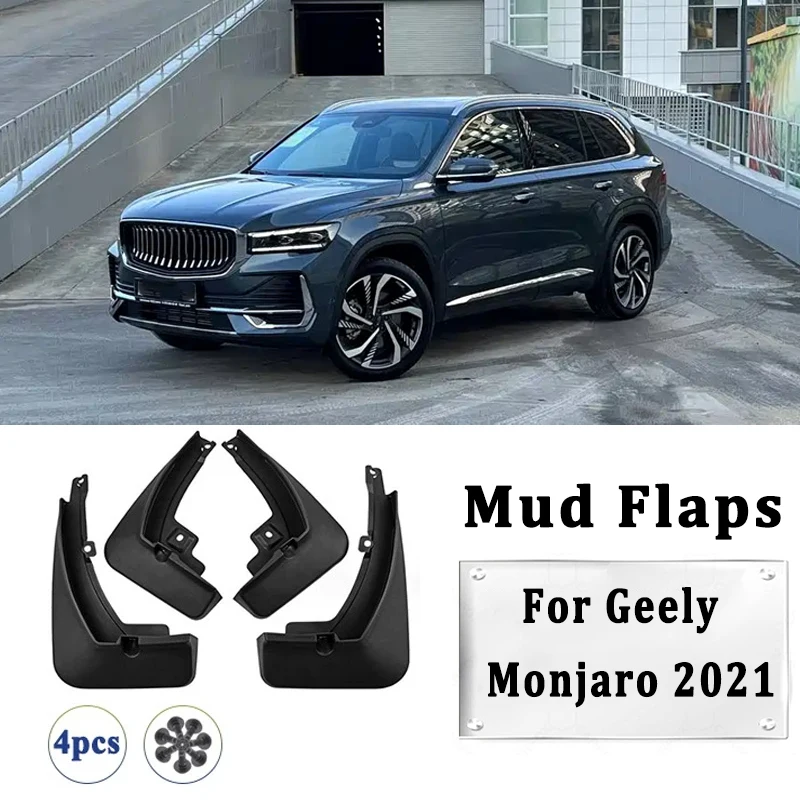 

4pcs Car Mud Flaps Fender Trim for Geely Monjaro 2021 Automotive Tire Mudguard, Waterproof, Mud Splashing Prevention Accessories