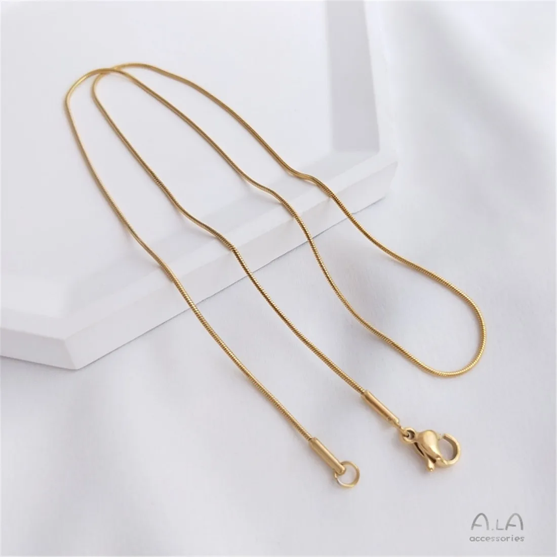 14K Gold Wrapped Double Ring Box Chain Universal Necklace Hanging Collarbone Bare Chain Handmade DIY Jewelry Matching Chain B748