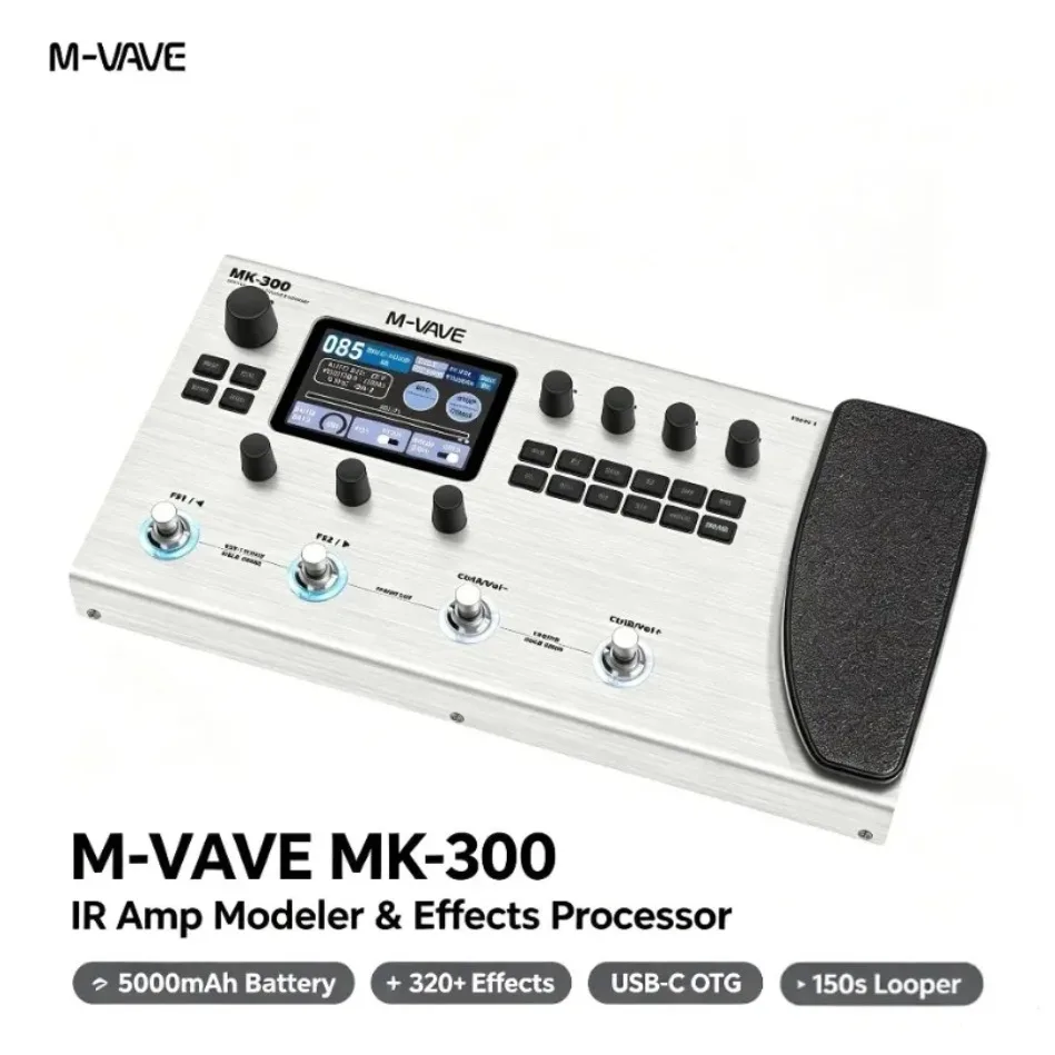 M-VAVE MK-300 Wireless Guitar Amp Modeler Processor 320+ Effects IR Cabinet 5000mAh Battery 150s Looper USB-C Audio Interface