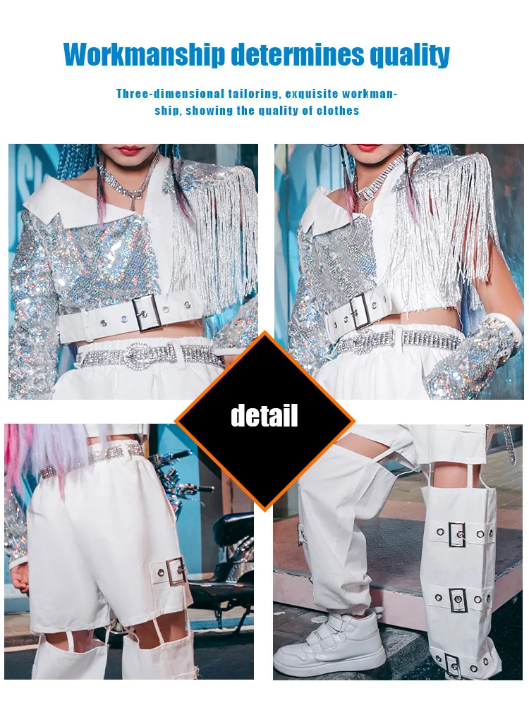 ZZL Street Dance Hip-hop Dance Clothes Girls Pant Suit Tracksuit Wear Kids Catwalk Set Korean Group Costume K-POP Dance Wear