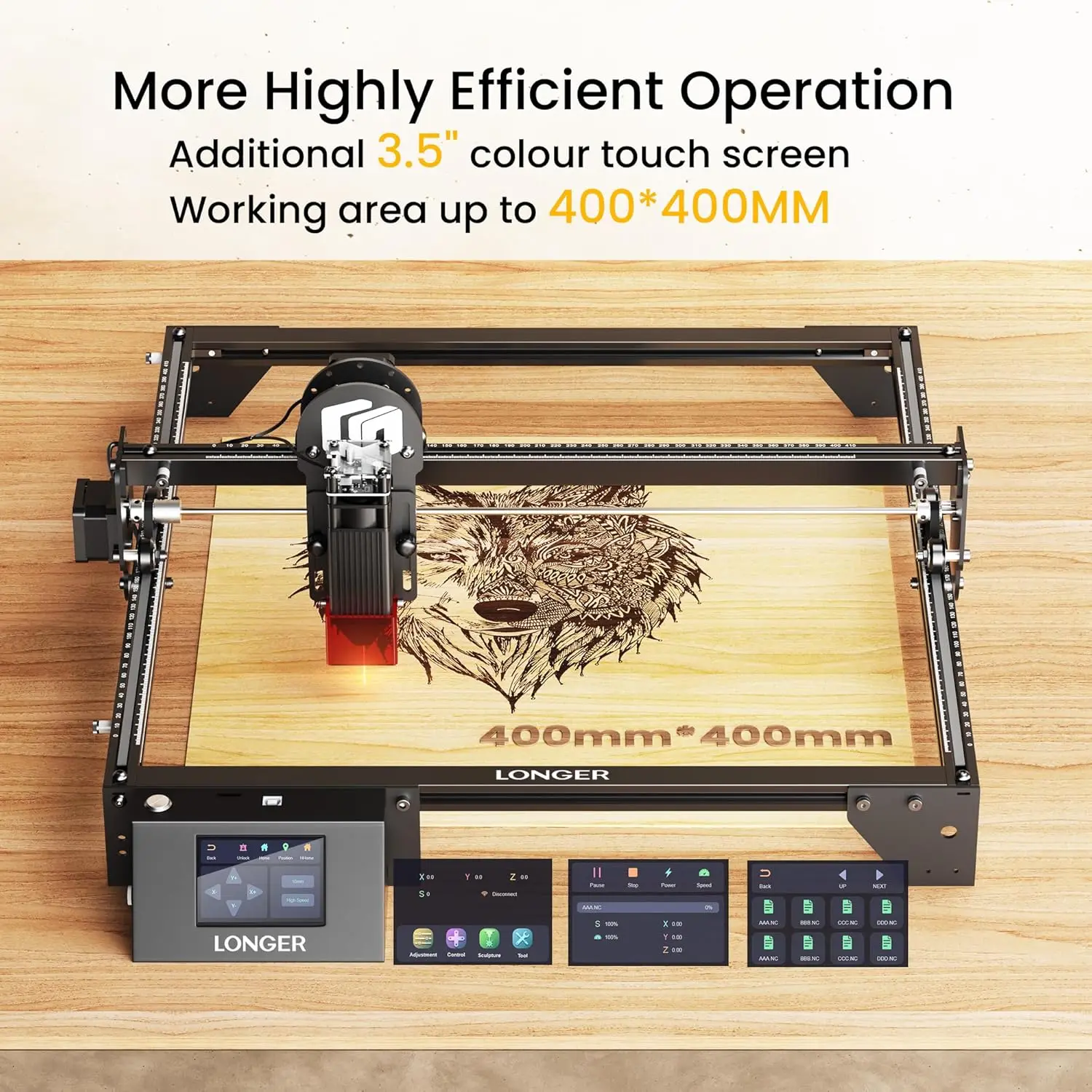 Longer RAY5 Laser Engraver, Laser Engraver 5W Output Power, 3.5” Color Touch Screen, App Offline Control, DIY Engraver Tool for