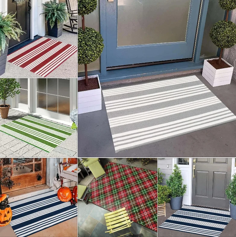 

Charming Halloween Rug Soft Durable Striped Doormat Non-Slip Entrance Deco Perfect Festive Gift Holiday Season Home Decoration