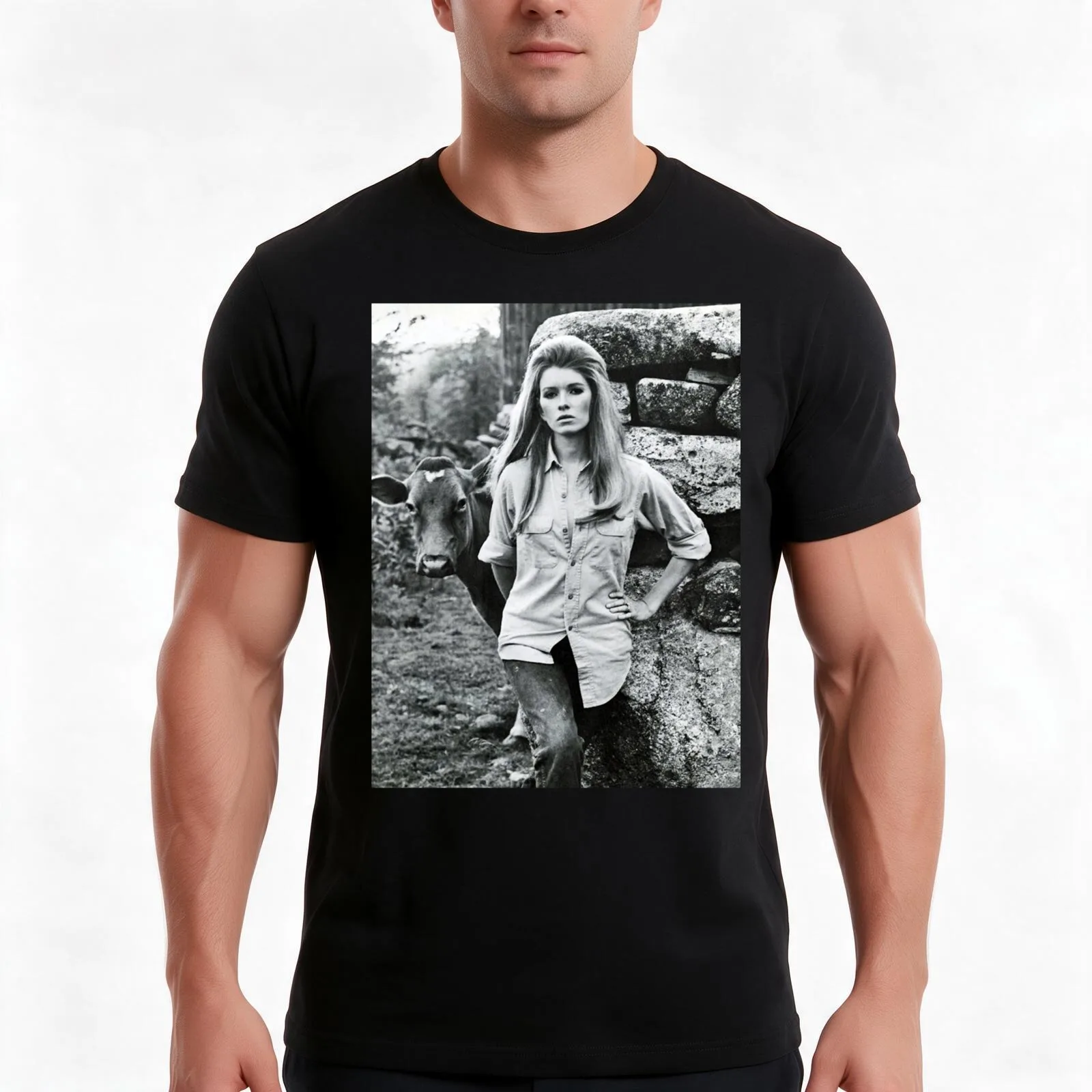 A cow and young martha stewart T-Shirt, Summer Casual Cotton Tee, Oversized Streetwear Tops, Vintage Graphic Print, 100% Cotton