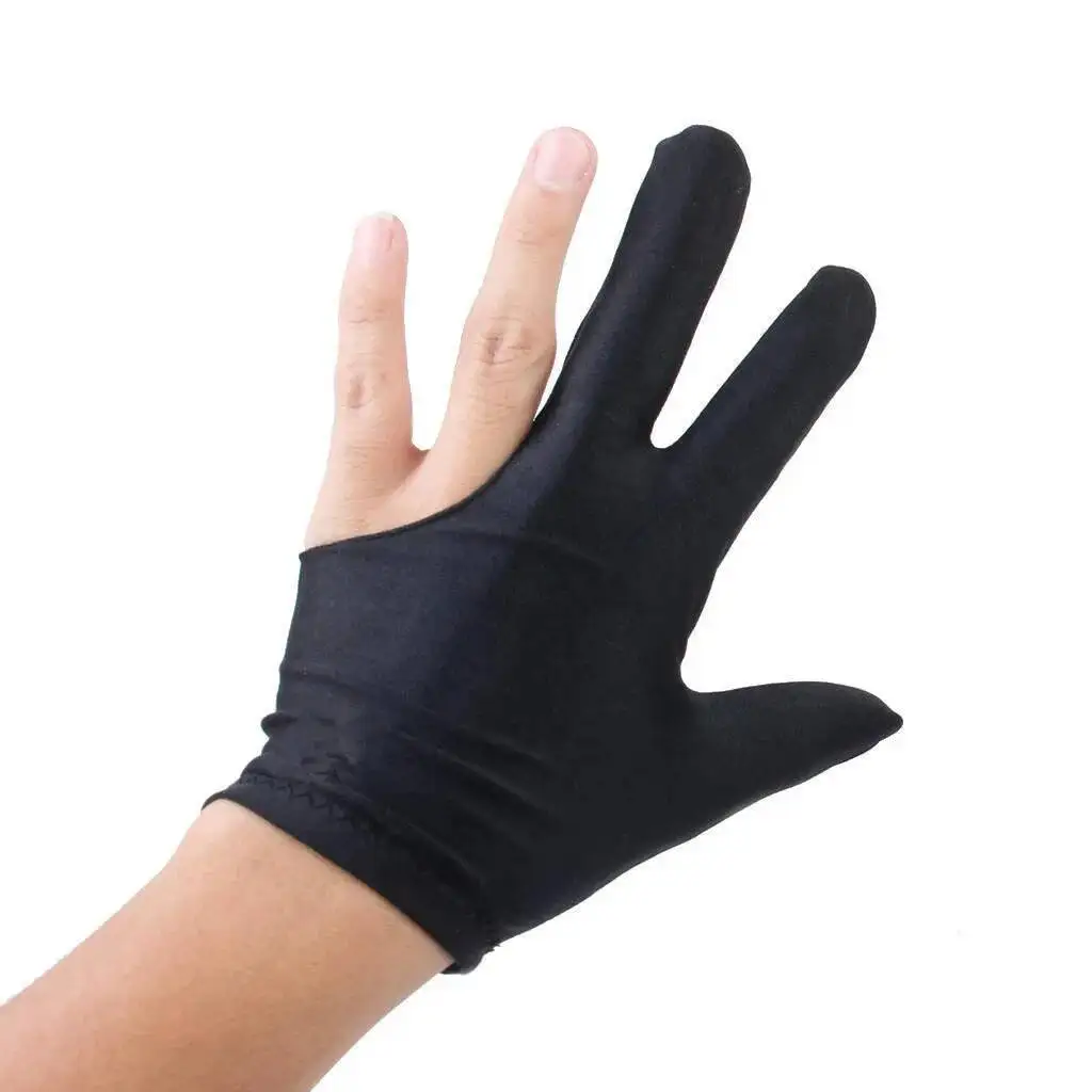 4pcs Billiard 3 Finger Left Hand Billiards Snooker Gloves Pool Cue Gloves Black
