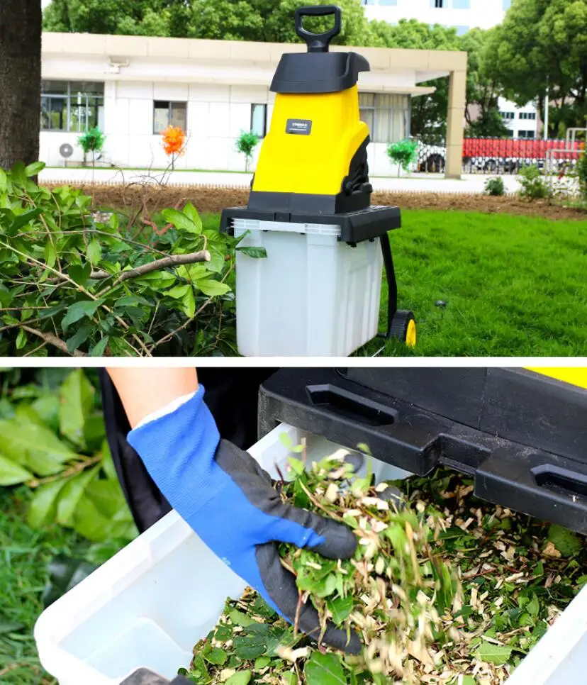 LUSQI Electric Branch Shredder 2500W Garden Electric Pulverizer High Power Breaking Machine Tree Leaf Wood 10m Power Cord