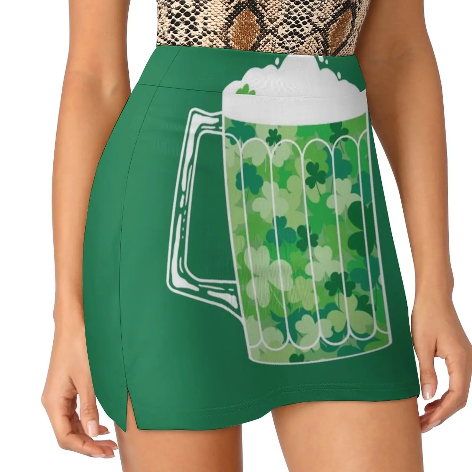 Clover Beer Skirts Woman Fashion 2022 Pant Skirt Mini Skirts Office Short Skirt Clover Beer Green S Day Irish Ireland