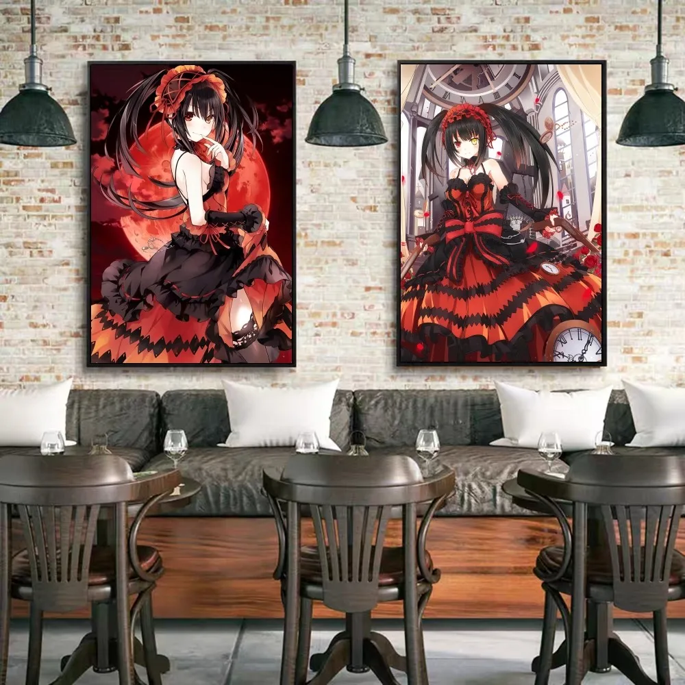 Tokisaki Kurumi Anime Posters Sticky HD Quality Wall Art Retro Posters For Home Kawaii Room Decor