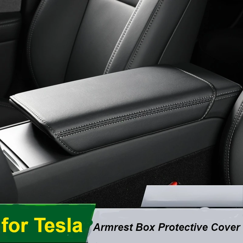 Кожаный защитный чехол на подлокотник для Tesla Model 3 Model Y 2017-2023 Highland 2024 Juniper 2025, аксессуары для крышки подлокотника