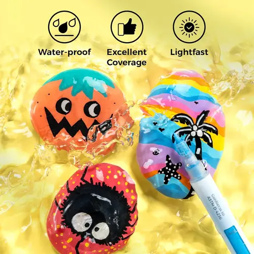 Imagen 2 del producto Ohuhu marcadores de pintura acrílica 48 bolígrafos de pintura punta Reversible marcadores acrílicos impermeables para pintura rupestre huevo de Pascua madera plástico