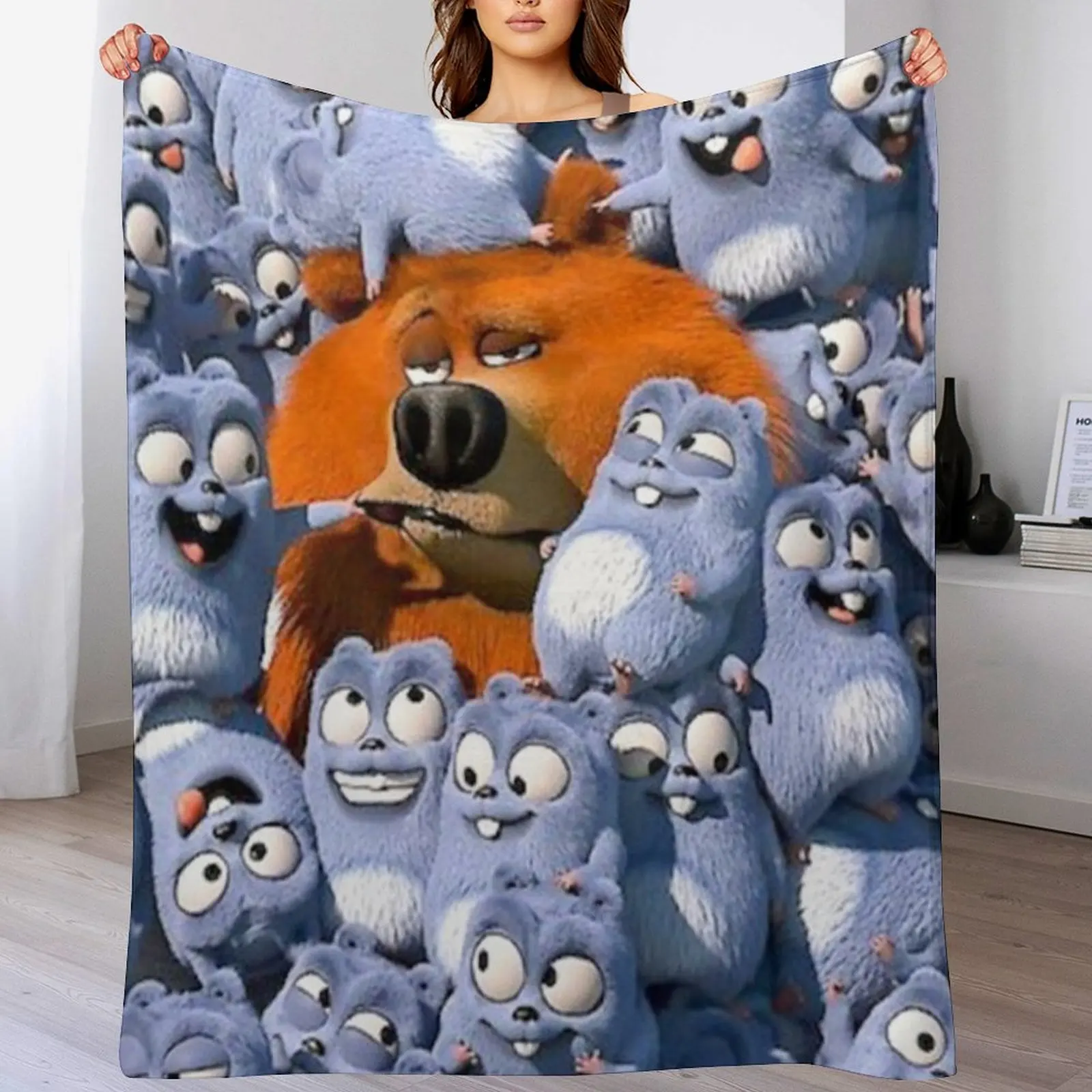

Grizzly and Lemmings Throw Blanket For Sofa Thin Baby wednesday Summer Blankets