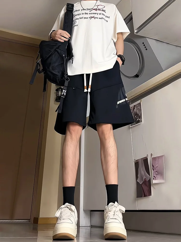 

American Sle High Waist Men's orts Summer Trendy Teenager Haome over Knee Casual Sports Five-Point Pants