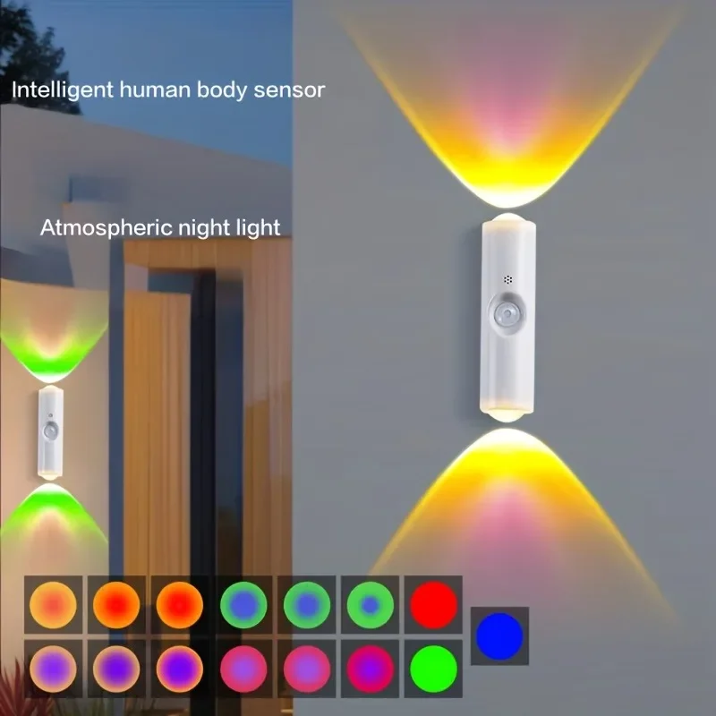 Lampade da parete con sensore cat eye a doppia testa 1/2/4 Luci notturne RGB con ricarica USB 3/7 modalità colore adatte per camere da letto/scale/alberini