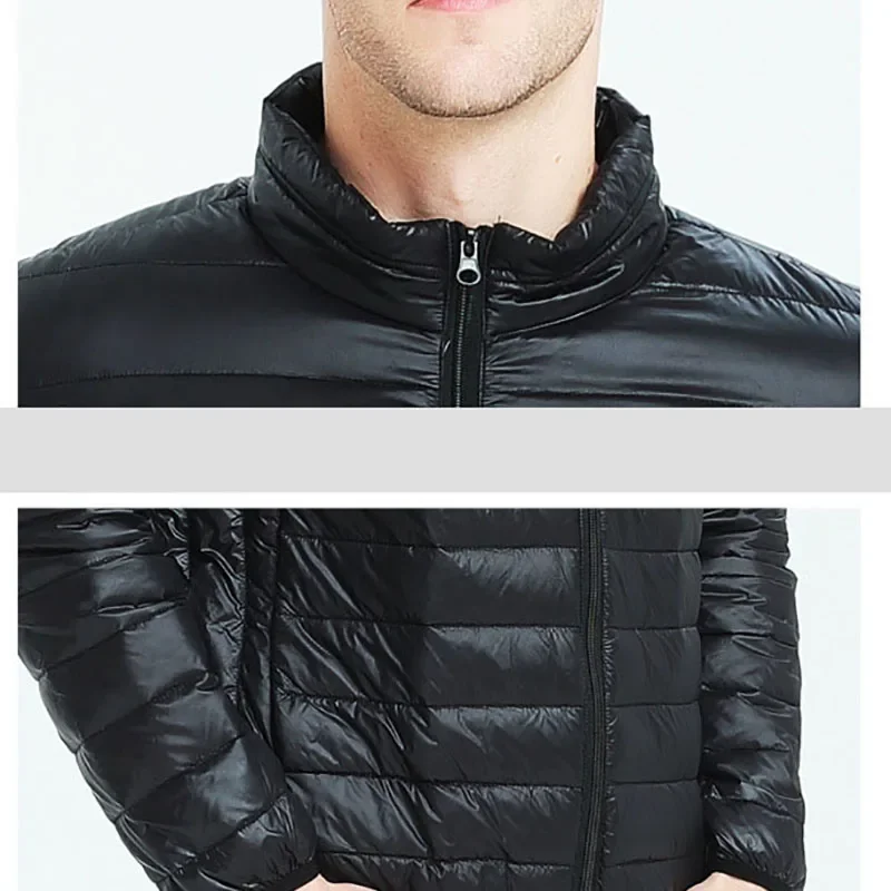 Men Autumn Winter Keep Warm Ultra Lightweight Down Cotton Jacket Clothing Male Slim Fit Hooded Casual Plus Size Coat Outerwear