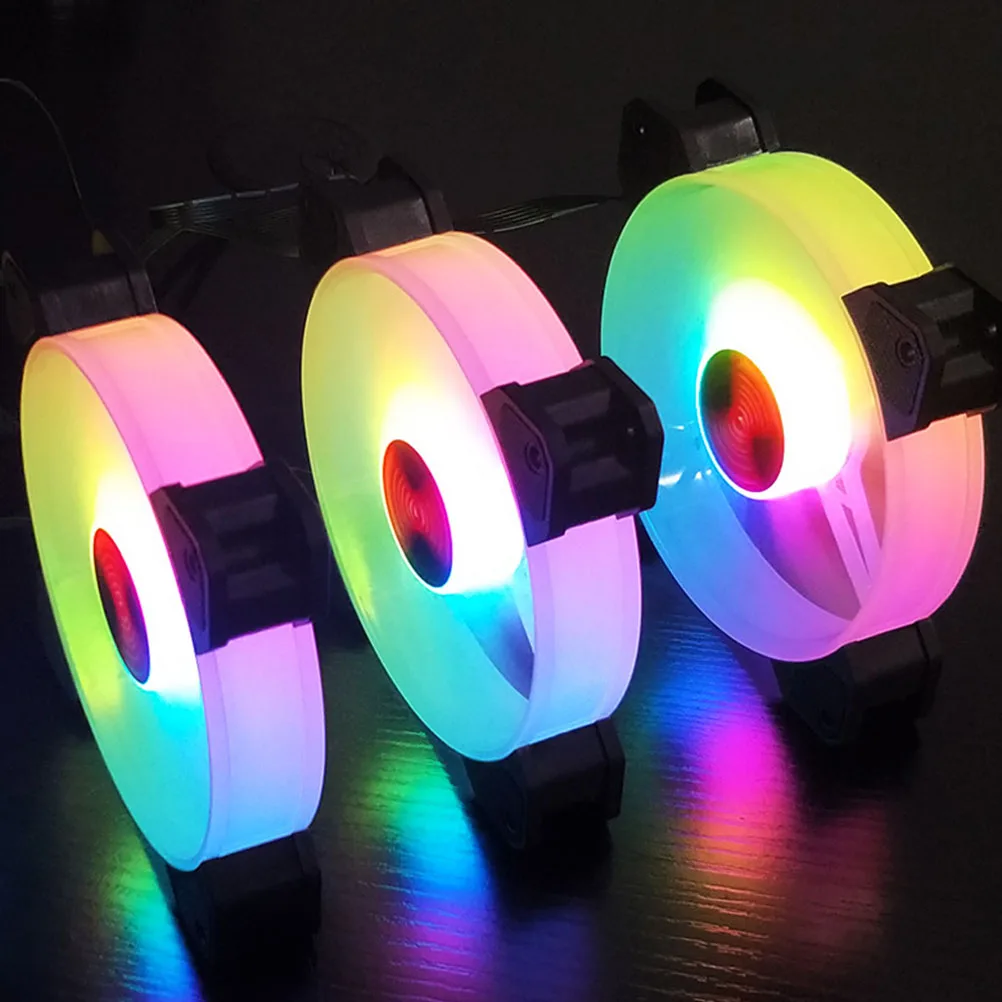 

2 Pcs Rgb Fan Desktop Computer Fans Lighting Case Heat Sink Cooling Luminous Cooler Mute