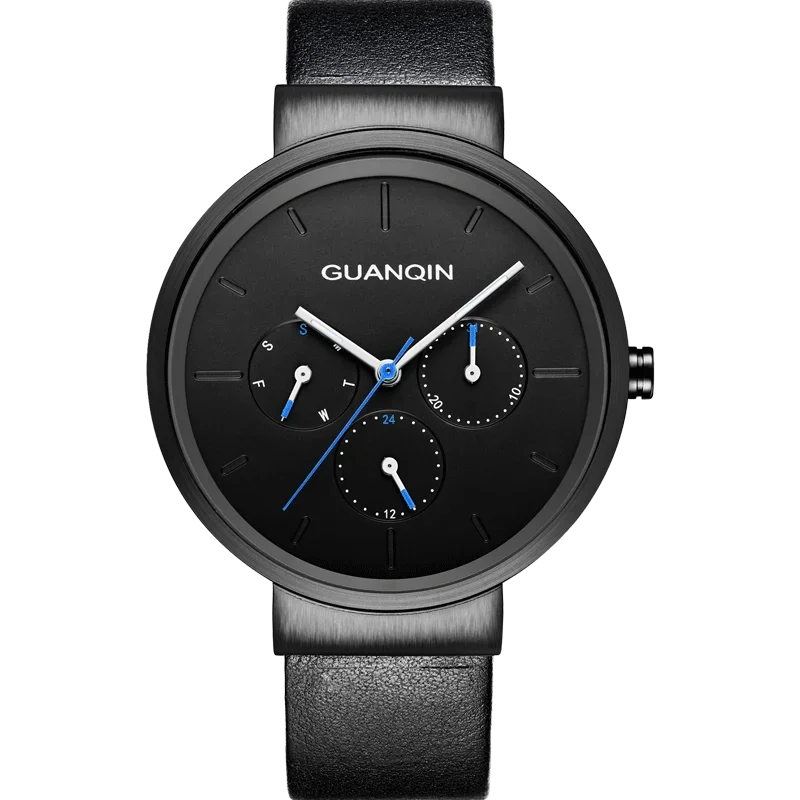 GUANQIN 2024 NEW Week Calendar quartz watch for Man luxury stainless steel luminous Reloj Para hombre Mans Watch