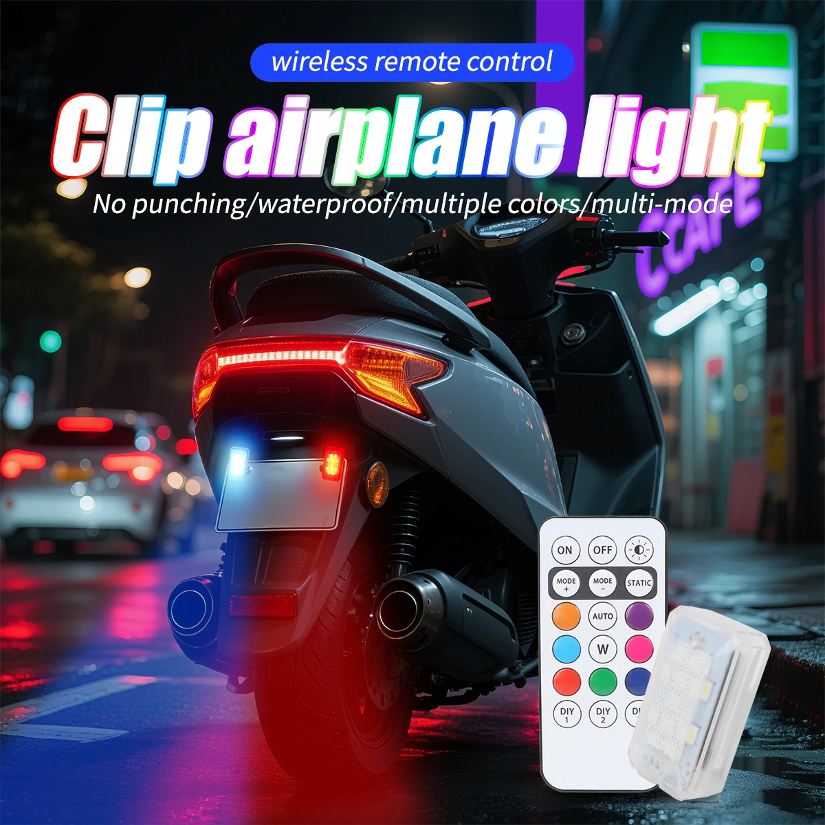 

Motorcycle LED Warning Mini Signal Light RGB Wireless Flash Turn Signal Indicator Wireless Remote control for Bicycle Car Lamp