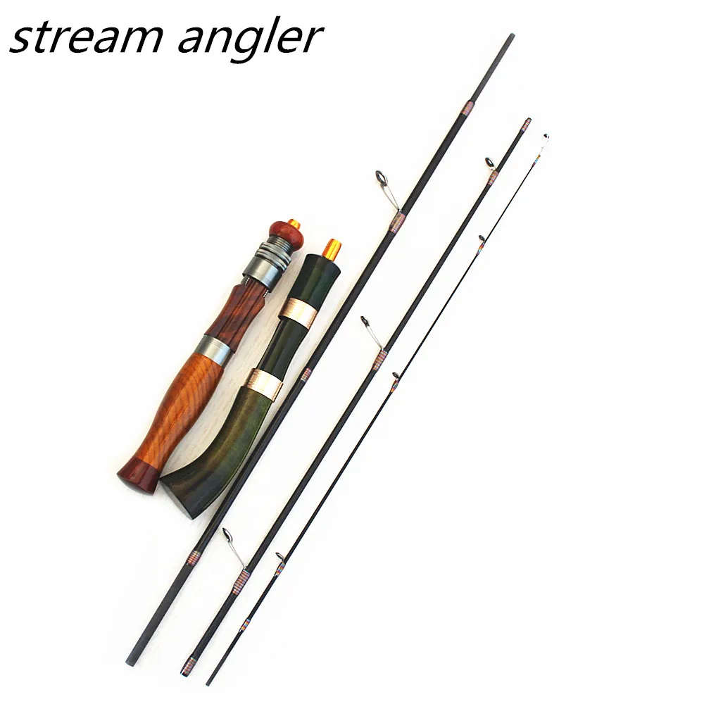 

High-level Ultra-Light Weight Fast Action 4 Sections Cinnamomum Camphora Wood Handle 1.5m UL Stream Spinning Rod High Carbon