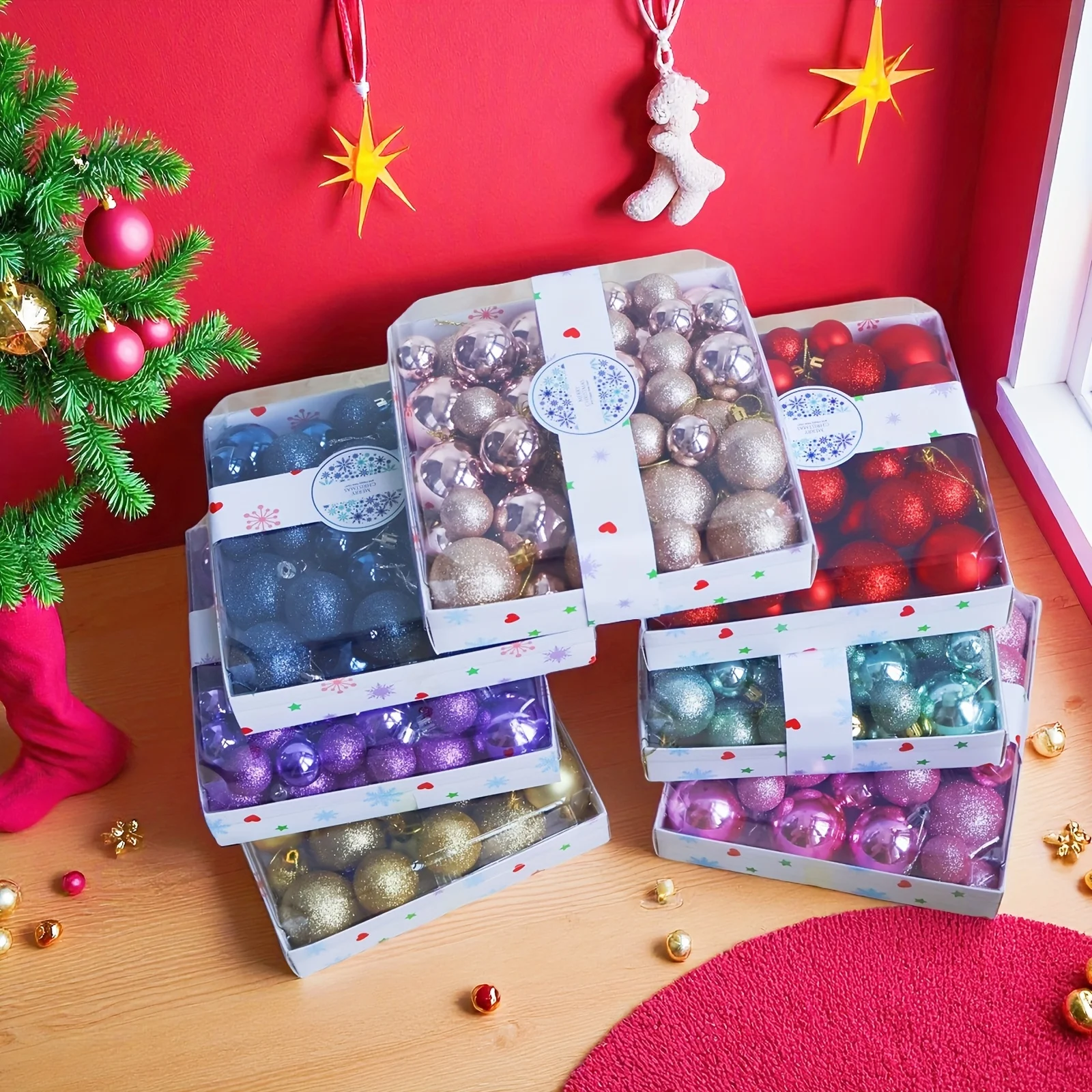 44pcs Christmas ball, Christmas decorations, Christmas tree hanging ornaments, Xmas gifts, Christmas ball ornaments