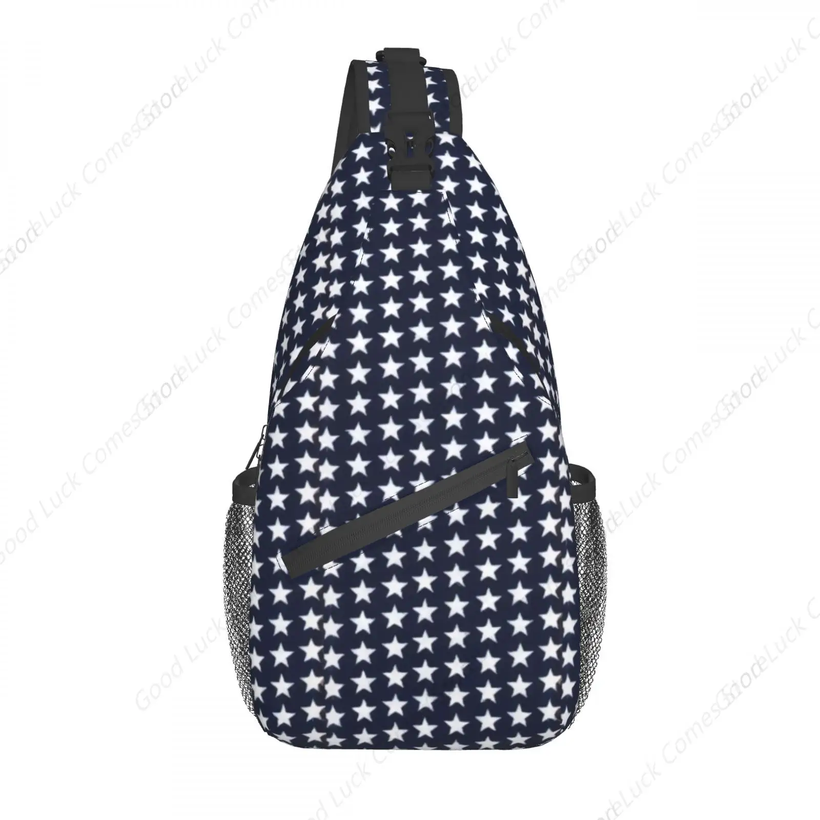 

Retro Blue Star Pattern Charm Crossbody Bags Trendy Sling Backpack Chest Shoulder Bag Gym Cycling Travel Hiking