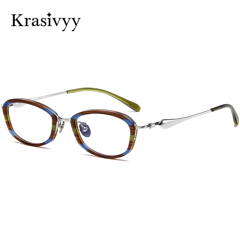 

Krasivyy Oval Pure Titanium Glasses Frame Women Ultralight Casual Style Full-Rim Prescription Eyeglasses Brand Optical Eyewear