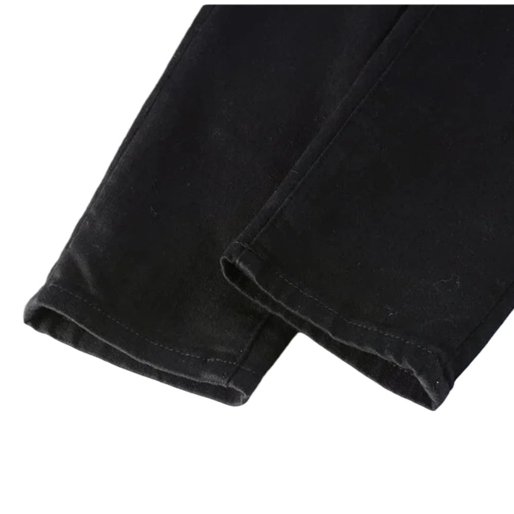 高品質の黒のヴィンテージジーンズ、クラシックなアルミジッパー、テクノロジー洗浄プロセス、秋と冬のハイストリートスタイル