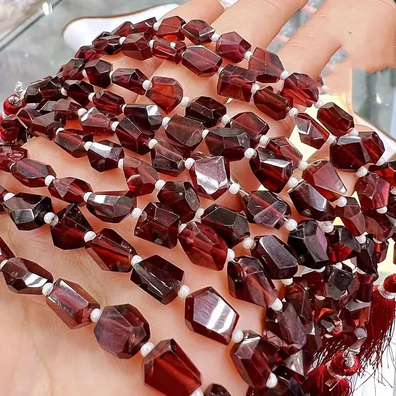 

Garnet RED baroque faceted 6*8mm nature for making jewelry necklace FPPJ wholesale