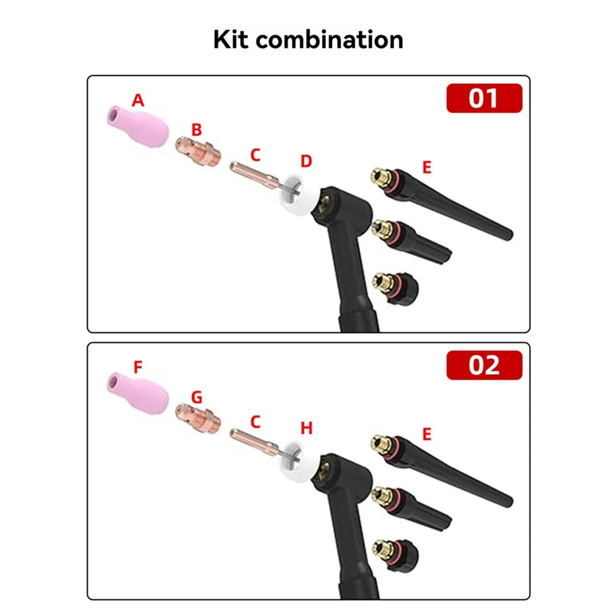 BAAQ 68 個 TIG 溶接トーチアクセサリーキットノズルコレットボディスタブスタビーガスレンズガラスカップキット -17/18/26 用