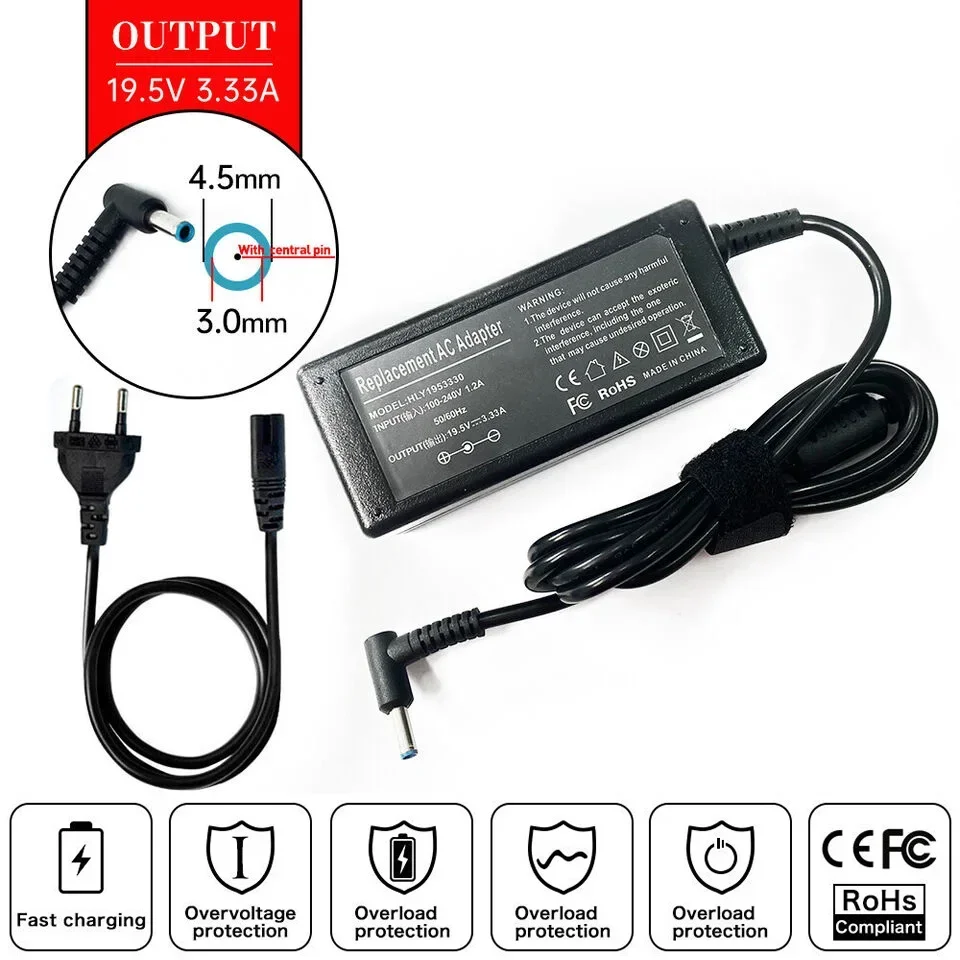 19.5V 3.33A 65W Laptop Ac Adapter Charger For HP Split Spectre 13 13-3 13-4 13-h 13-g 13-m 13t-m 15-ap AD9043-022G2