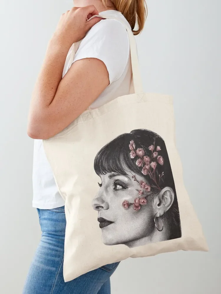 

drawing of Najwa Nimri, florecer 2/3 Tote Bag shopper bags Reusable bags ecological bags Handbags women