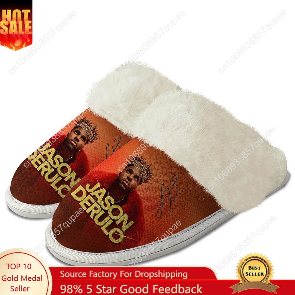 

Jason Derulo Plush Slippers Keep Warm Shoes Music Singer Mens Womens Home Cotton Bedroom Customized Thermal Lightweight Slipper