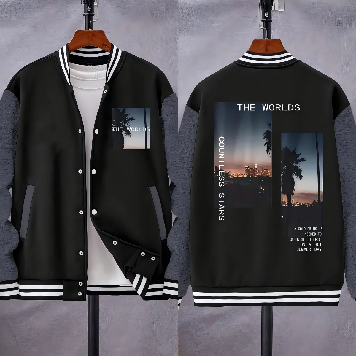

Бейсбольная форма с принтом кокосовой пальмы The Worlds, мужская повседневная свободная уличная одежда, осенняя флисовая одежда, американский топ