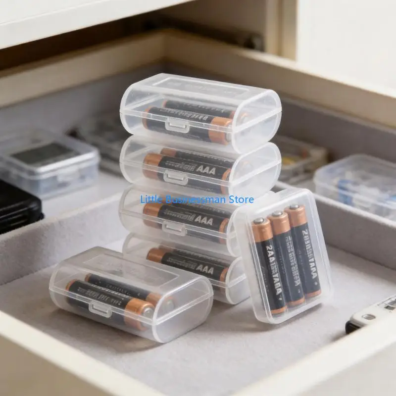 Compactly 3A Battery Case, Set of 5 Clear Holders with Front Latches Design M76A