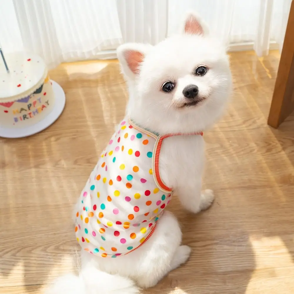 Sun Protection Pet Harness Strawberry Pattern Polyester Fiber Cat Vest Quick Dry Breathable Dog Cooling Vest Clothing Supplies