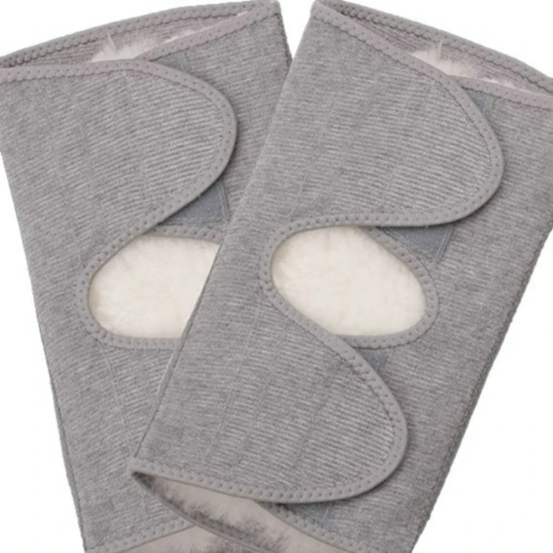 Sheepskin Knee Pads with Fleece, Velcro, Large Elastic, High Stretch, Open Design, Warmth Protection, Cold-Resistant Knee Guard