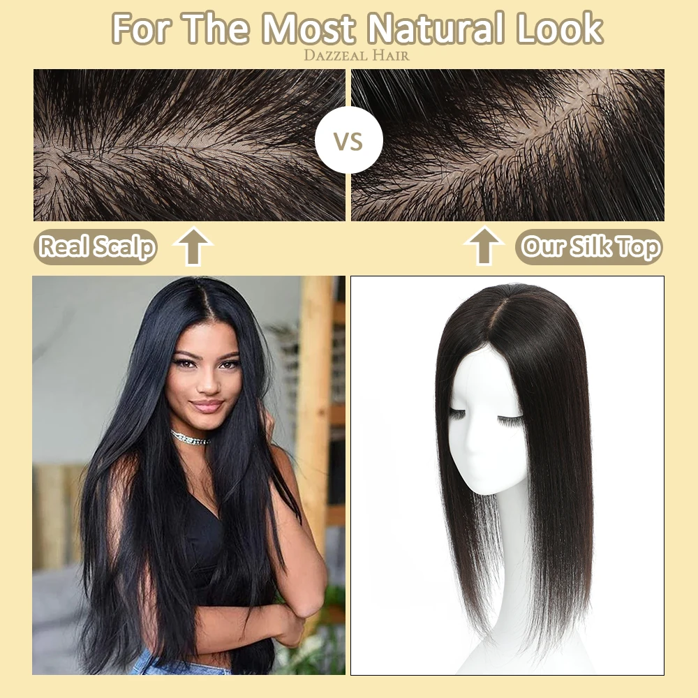Toppers de cabelo humano com base de seda sem peso, para mulheres, europa, grampo de cabelo, extensão, cobertura perfeita, topper indetectável