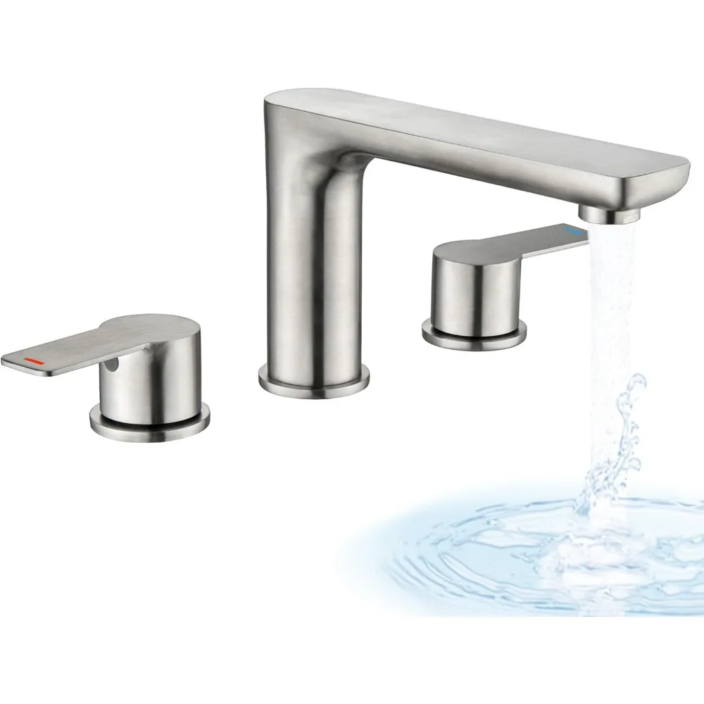 

Classic Roman Tub Faucet Set with Brushed Nickel Finish, 2-Handle Deck Mount, Longer Spout, High Flow, 3-Hole Design
