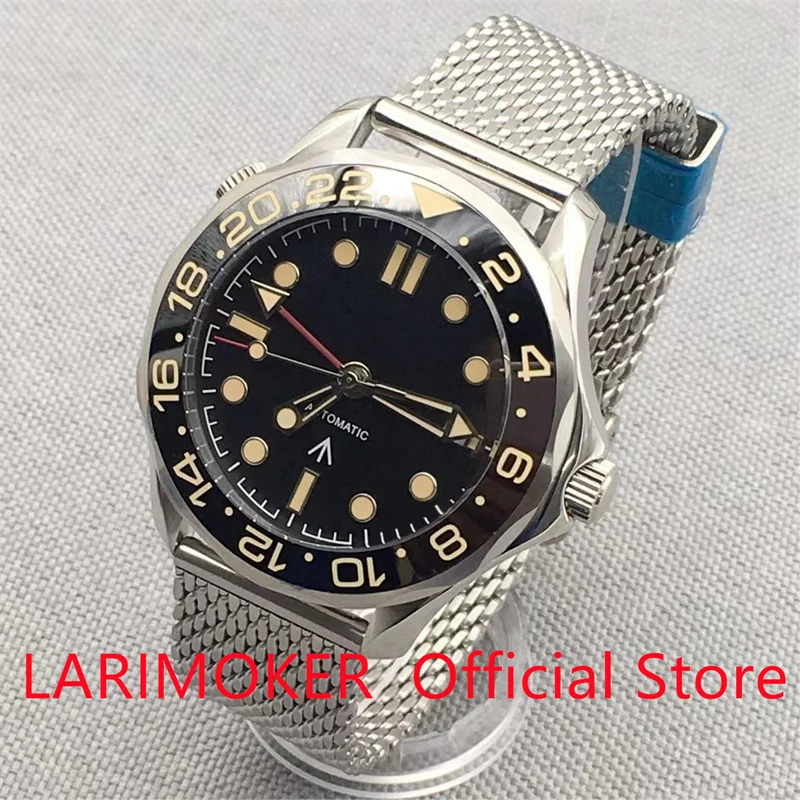 

LARIMOKER New Arrival Mechanical Men Watch Sapphire Glass Date DG5833 movement Mesh Band Rotating Bezel