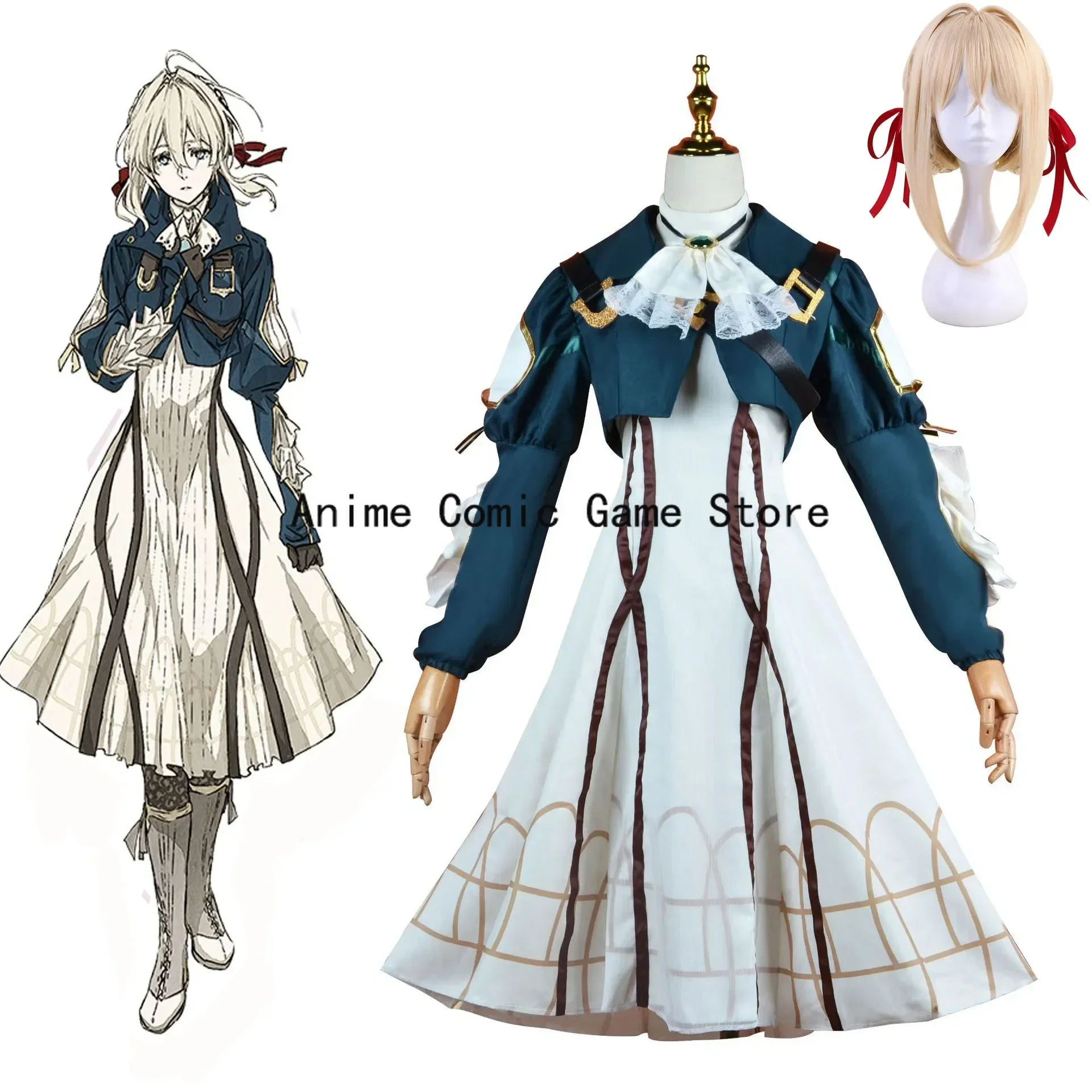 

В наличии Violet Evergarden Косплей Костюм Аниме Косплей Violet Evergarden Платье Костюм для женщин и девочек Хэллоуин