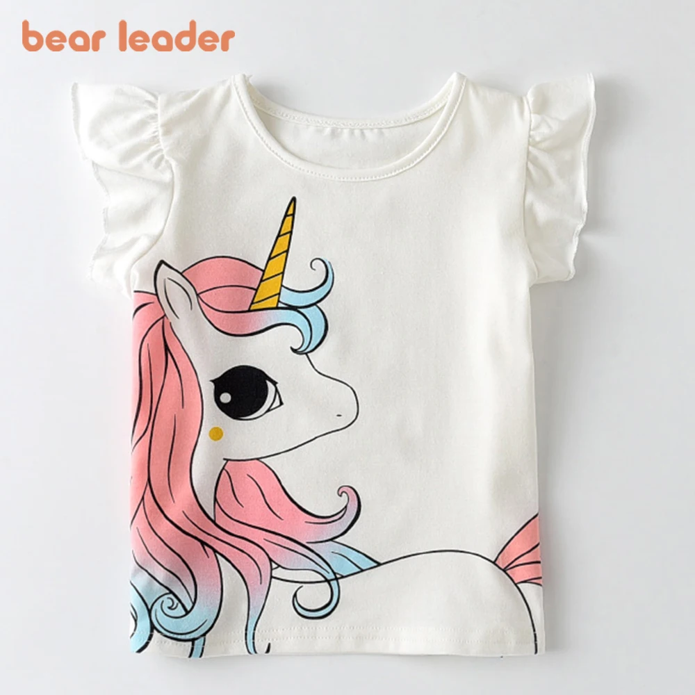 Bear Leader Summer Fashion Unisex Unicorn T-shirt Children Boys Short Sleeves White Tees Baby Kids Cotton Tops for Girls Clothes