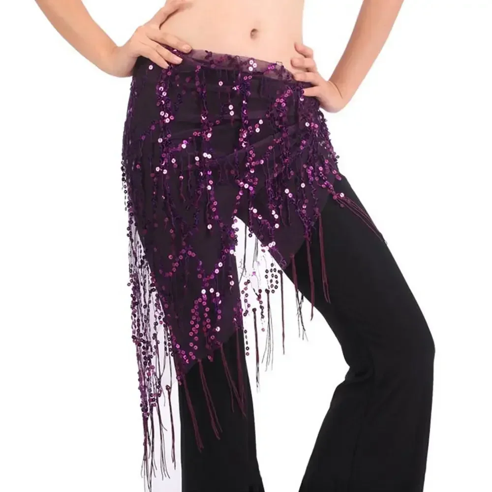 Women Sexy Belly Dance Belt For Thailand/India/Arab Tassels Sequins Hip Scarf Dancer Skirt Waist Chain Show Costumes Decorations