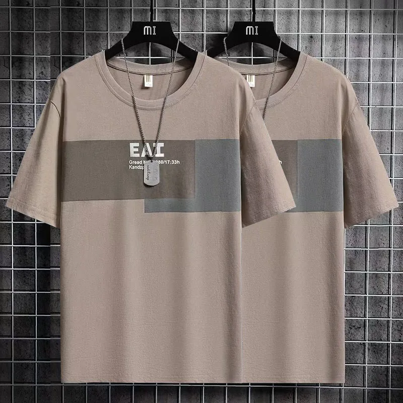 تي شيرت فضفاض بأكمام قصيرة للرجال، تصميم صيفي جديد متعدد الاستخدامات بنصف كم مطبوع، ماركة عصرية، قمة أنيقة للشباب #4