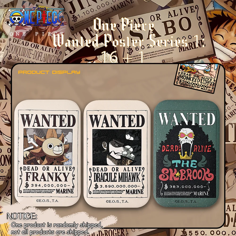 1 pièce – Boîte mystère de badges rectangulaires One Piece sous licence officielle (affiche de recherche) – Article de collection anime pour décoration et cadeau.