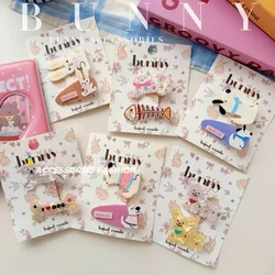 2pcs Cartoon Rabbit Hair Clips for Children Colorful Acrylic Funny Animal Hairpins Girl's Hair Accessories