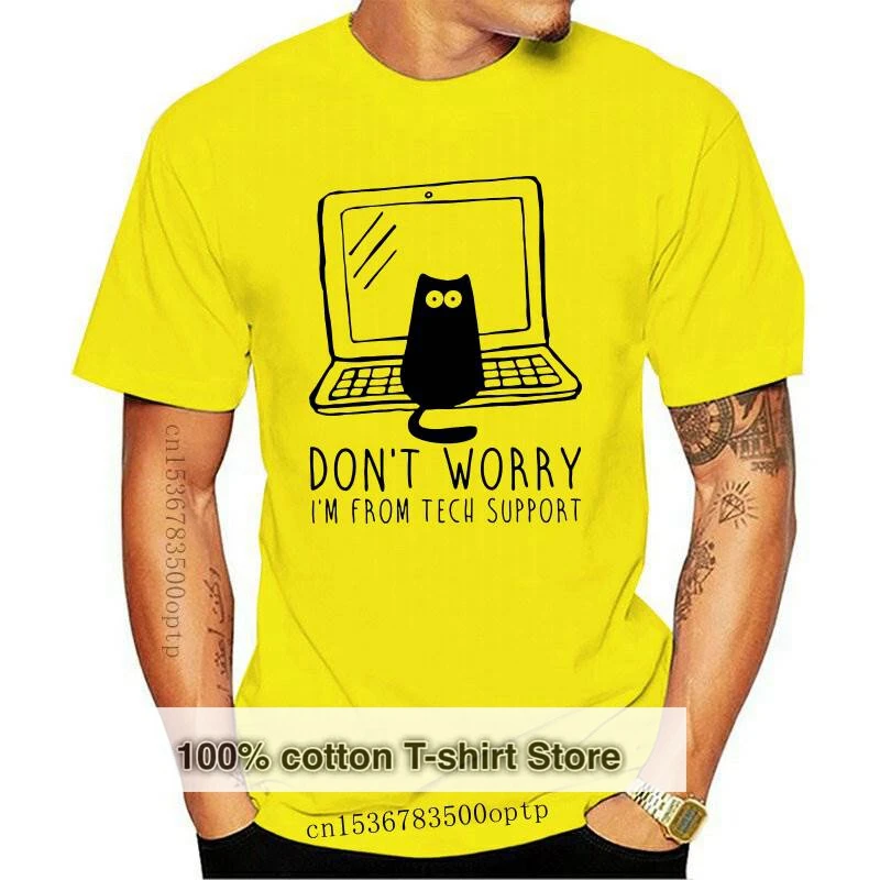 New I'm From Tech Support T Shirts Cats Geek Programming Engineering Software Engineer Cotton Funny Tee Camisas T-Shirt Men