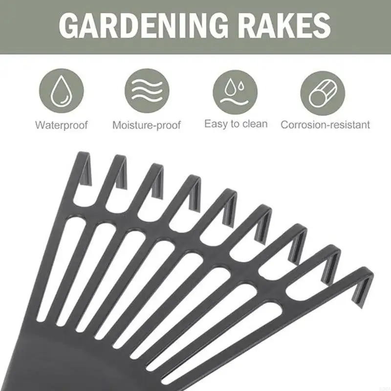 2 Pieces Plastic Garden Rakes With 9 Teeth Optimized For Efficient Soil Aeration 