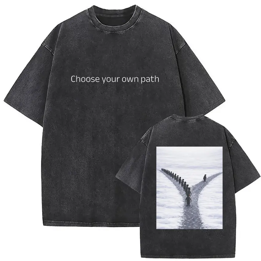 2026 NEW HOT Nihilism Penguin But Why Funny Meme T-Shirt, Vintage Washed Loose Unisex Fashion Tee, Humorous Casual Fan Gift Top T-shirts