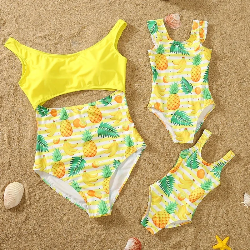 

Pineapples Mommy and Me Swimwear Family Set One-Piece Mother Daughter Matching Swimsuits Women Girls Bikini Dresses Clothes 2024